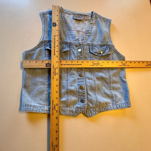 Vintage Sasson Denim Vest Womens Large Blue Western Cowboy Core Grunge - Picture 4 of 8